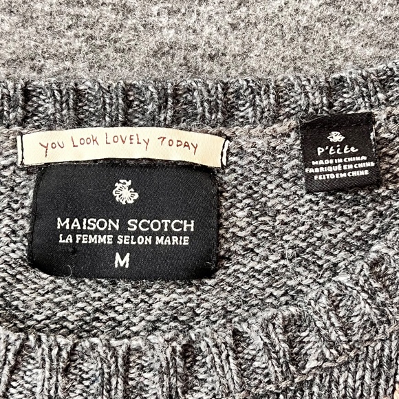 Scotch & Soda Maison Scotch Heart Cable Knit Sweater M Petite 100% Cotton Preppy - Picture 2 of 12